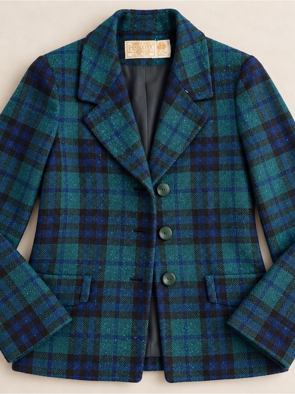 Vintage Pendleton Pure Virgin Wool Plaid Blazer Jacket - Picture 3 of 7